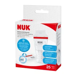 NUK Muttermilchbeutel, Milchbeutel mit doppeltem Sicherheitsverschluss, 1 Packung = 25 Stück (180 ml) 10.252.126