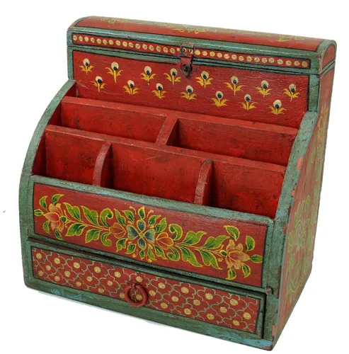 GURU SHOP Vintage Schreibtisch Ordner, Schreibtisch Ablage in rot von Guru-Shop