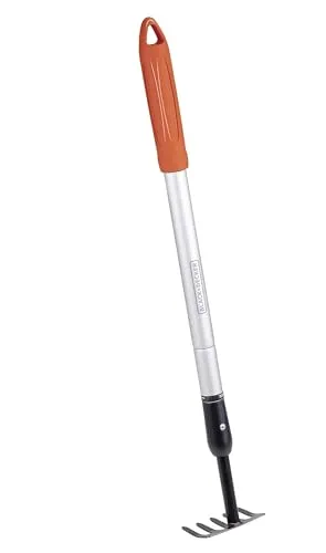 BLACK+DECKER Gartenrechen 5-Zahn - Verstellbar von 66 bis 100 cm - Karbonstahl, Fiberglas und PVC - Orange/Schwarz