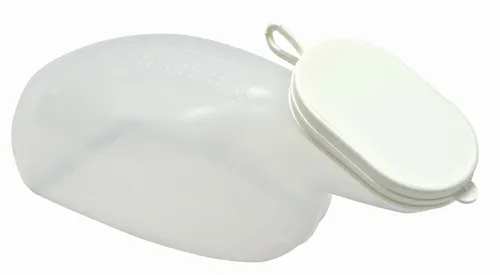 Urinflasche für Frauen, mit Deckel milchig PE temperaturbeständig bis 90°C, grad