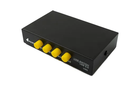USB 2.0 Switch 4x Typ B Buchse zu A Buchse Hub Schalter Adapter in Schwarz