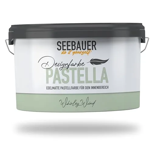 SEEBAUER Pastellfarbe PASTELLA Grün 2,5L - Edelmatte Wandfarbe für Innen - Hochwertige edelmatte Pastellfarbe mit exzellenter Deckkraft und großer Reichweite. Abwaschbar und pflegeleicht, ideal für kinderfreundliche Haushalte. Für kreative Raumgestaltungen in jedem Innenraum.