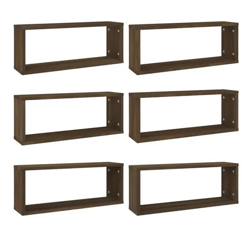 furnicato Wandregal 6er Set Würfelregale 60x15x23 cm Braun Eichen-Optik aus Holzwerkstoff, 6-tlg.