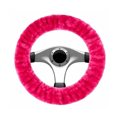 WALSER Lenkradbezug Teddy Plüsch in Pink - Kuschelige Lenkradhülle aus veganem Kunstfell für ein angenehmes Fahrerlebnis. Hochwertige Verarbeitung und zeitloses Design sorgen für einen frischen Look im Auto.