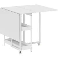 HOMCOM Klapptisch Esstisch Klappbar für 2-4 Personen - Küchentisch für kleine Räume, mit ausklappbaren Tischplatten für flexiblen Platz und zwei offenen Ablagen zur sicheren Aufbewahrung.