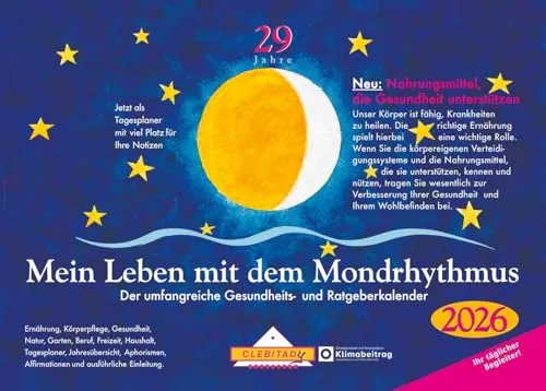Mein Leben mit dem Mondrhythmus 2026: Taschenkalender - Hörbuch über den Mondrhythmus, ideal für eine harmonische Lebensgestaltung im Einklang mit der Natur.
