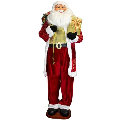 Christmas Paradise XXL Weihnachtsmann 230cm – Lebensgroße Deko Figur in Rot und Gold