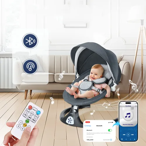 Caveen Babywippe mit Fernbedienung und Bluetooth