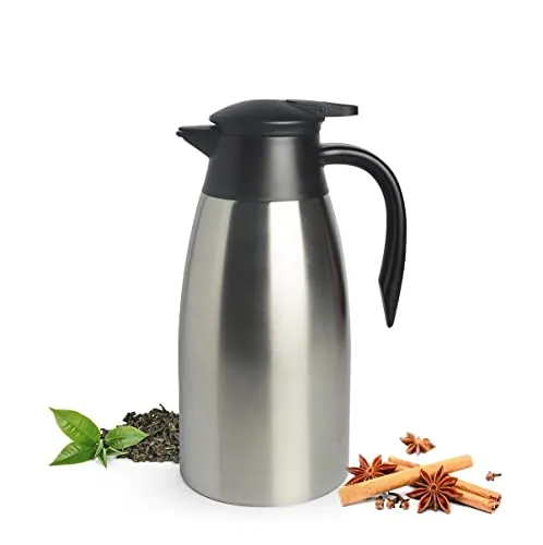 Sendez Thermoskanne 2L Edelstahl Isolierkanne Kaffeekanne Thermosflasche Teekanne