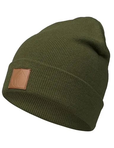 Occulto Leatherpatch Winter Mütze Beanie Khaki