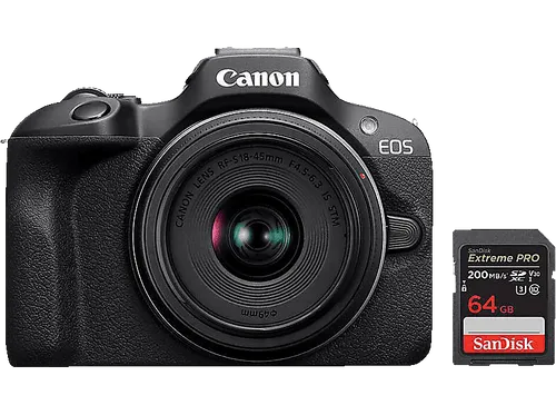 CANON EOS R100 Kit mit 18-45 mm Objektiv und SD Karte