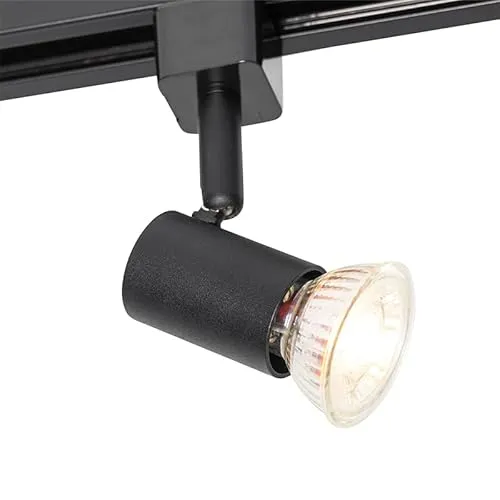 QAZQA - Modern 1-Phasen-Schiene Spot I Spotlight I Deckenspot I Deckenstrahler I Strahler I Lampe I Leuchte schwarz - Jeany I Wohnzimmer I Schlafzimmer - Aluminium Rund - LED geeignet GU10