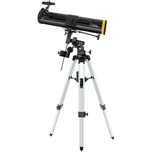 National-Geographic Teleskop Reflektor EQ, Set, 76/700mm - Einsteiger-Teleskop mit 76mm Objektiv und 262-facher Vergrößerung für detailreiche Ansichten von Mond und Planeten. Komplett-Set mit Zubehör und stabilem Stativ für komfortable Beobachtungen.