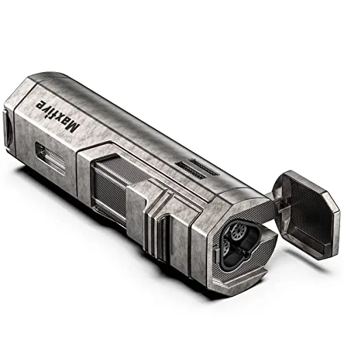 Maxfire Retro-Feuerzeug mit 3 Jet-Flammen, nachfüllbar, verstellbare Flamme mit Stanzer (ohne Gas) …