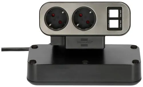 Brennenstuhl Tischsteckdose Estilo Duplex - 10-fach mit 2m Kabel, inklusive Überspannungsschutz und praktischer Klemmfunktion für einfache Montage
