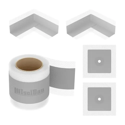 Isolbau 101G Bandset - Dicht-Set für den Innen und außen bereich inkl. 10 m Dichtband, 2x Innenecken & 2x Wandmanschetten, Abdichtung Dusche Bad Küche Wand Wasserdicht