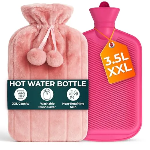 volila 3.5 L XXL Wärmflasche mit Bezug - Rosa Kuschelwärme für Schmerzlinderung - Wärmflaschen zur Behandlung von Schmerzen & Fieber, mit weichem Kunstfellbezug für besonderen Komfort und Sicherheit. Genießen Sie die flauschige Wärme und lindern Sie Verspannungen!