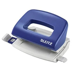 LEITZ Locher NeXXt Mini 5058 blau - Handlicher Bürolocher mit 10 Blatt Stanzleistung, ergonomischem Design und 3 Jahren Garantie für präzise Lochungen