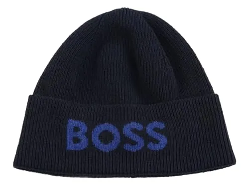 BOSS Elios_Hat 10274291 01 - Hochwertige Strickmütze aus 35% recyceltem Polyamid und 20% recycelter Wolle, ideal für stilvolle Herren im Winter.