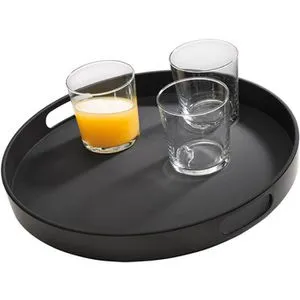 APS Tablett „Bistro“ – Rutschfestes Melamin Serviertablett mit Griffmulden, 35,5 x 35,5 cm - Serviertablett aus schwarzem Melamin, ideal für Gastronomie. Rutschfeste Oberfläche und praktische Griffmulden sorgen für sicheren Transport von Getränken.