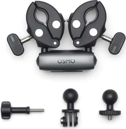 DJI 111127 Osmo Doppelte Schwerlastklemme, Schwarz - Weiteres Action Cam Zubehör, ideal für stabile Aufnahmen beim Motorradfahren mit einfacher Montage und vielseitiger Umwandlung in 1/4