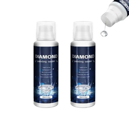 Strehknewen Diamond Painting Versiegelung 2×120ml – Transparenter Kleber mit Schwammapplikator für 5D Diamond Painting, Glänzender Effekt, Schnell Trocknend, UV- & Staubschutz