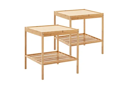 COSTWAY Nachttisch (2-St), 2-stufiger Beistelltisch, 40 x 40 x 45 cm