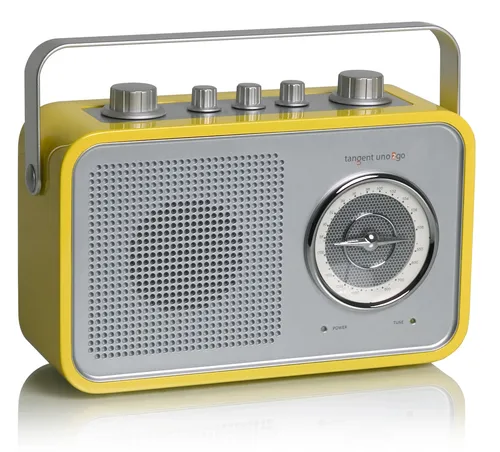 Produktbild tangent UNO 2 GO Portabler Retro Design Radio mit UKW/MW und AUX Gelb