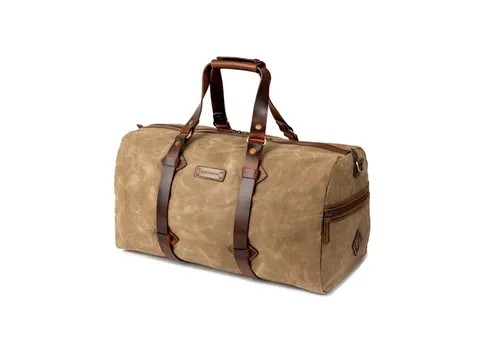 DRAKENSBERG Weekender »Cody« Khaki-Sand - Robuste, wetterfeste Reisetasche aus gewachstem Canvas und Leder, ideal für Kurzreisen und Abenteuer mit 50 Litern Stauraum.