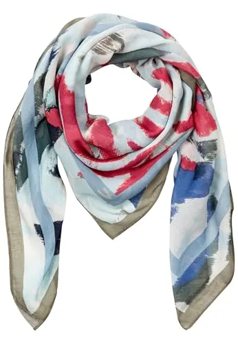 camel active Damen Schal mit Allover Print Weiß-Blau