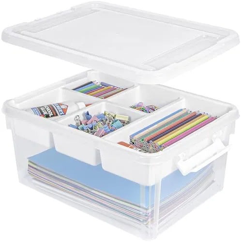 Creahaus 16L Aufbewahrungsbox mit herausnehmbarem Tablett