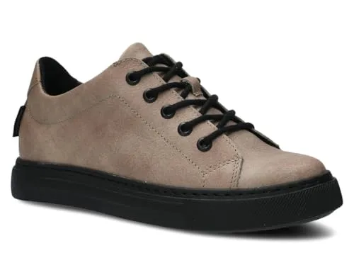 nagaba - Sneaker Damen - Halbschuhe Damen - Echtleder - Flache Schuhe, Sportschuhe, Bequeme Schnürschuhe, für Herbst, Frühling - Lederschuhe mit Leder-Einlegesohle - Beige - 39