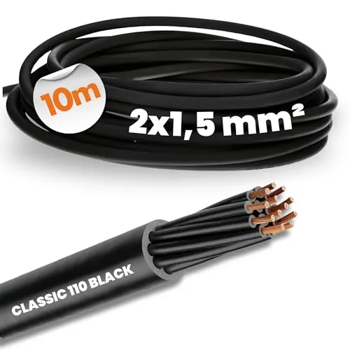 Meter Lapp 1120306 Ölflex Classic 110 Black 0,6/1kV PVC Steuerleitung 2x1,5 mm² ohne Schutzleiter I Außenbereich I flammwidrig I Kabel 2 adrig I Anschlussleitung 10