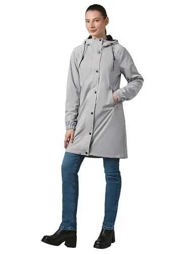 RAGWEAR Husty Rainy Damen Regenmantel - Funktionsjacke aus wasser- und winddichtem Material mit reflektierenden Eigenschaften. Ideal für wechselhaftes Wetter, bietet optimalen Schutz und einen modischen Look bis zur Oberschenkelmitte.