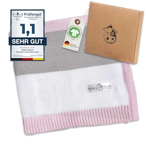 Minky Mooh Babydecke aus Bio-Baumwolle in pink von Minky Mooh