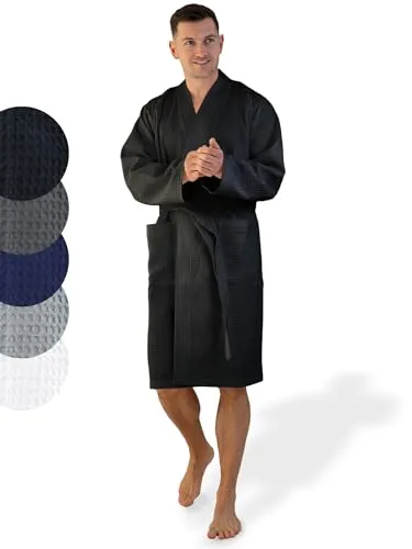 SIEGENTHAL Morgenmantel Herren Waffelpique - Bademantel aus 100 % Baumwolle, atmungsaktiv und pflegeleicht, mit Schalkragen, Gürtel und praktischen Taschen für höchsten Komfort.