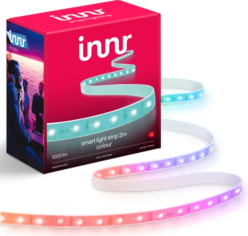 innr Zigbee LED Strip 2m - Smart RGB+W Lightstrip - LED Streifen mit 16 Millionen Farben, steuerbar per Smart-Home-App und Sprachbefehl. Ideal für stimmungsvolle Akzente in Ihrem Zuhause, mit 1000lm Helligkeit und einfacher Montage.