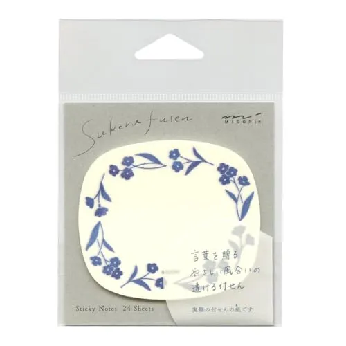 Sticky Paper 19081006 Transparentes blaues Blumenmuster, stilvoll, elegant, Botschaft