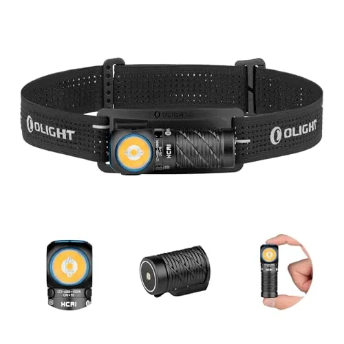 OLIGHT Perun 3 Mini Stirnlampe LED Wiederaufladbar, 920 Lumen Superhell HCRI Kopflampe Headlamp mit Rotlicht und 8 Lichtmodi, IPX8 Wasserdichte Stirnleuchte, Ideal für Outdoor, Angeln Schwarz