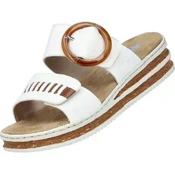 RIEKER Keilpantolette - Sommerschuh mit regulierbaren Klettverschlüssen - Strandschuhe aus Lederimitat, perfekt für den Sommer und bequem anpassbar durch die Klettverschlüsse.