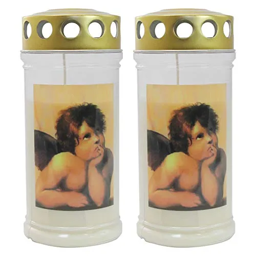 Ebersbacher Kerzenfabrik GmbH Gedenkkerze mit Bild Engel Raphael 2 Stück ca. (ØxH) 75 x170 mm