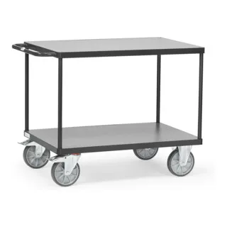 FETRA Tischwagen mit 2 Ladeflächen - Robuster Tischwagen aus Stahlrohr mit 2 stabilen Holzwerkstoffplatten, ideal für hohe Traglasten bis 500 kg. Perfekt für den Einsatz in Lager und Werkstatt.