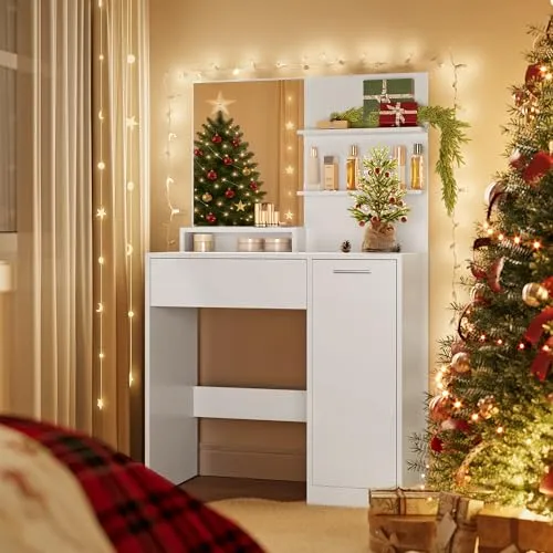 VASAGLE Schminktisch mit Spiegel und Aufbewahrung von VASAGLE