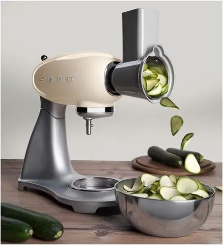 SMEG SMSG01 Gemüse-Schneide-Set - 4 Edelstahl-Vorsätze für vielseitige Schneidetechniken, ideal für kreative Küchenschneider