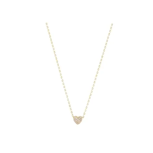 SuzanGold® Heartella Goldkette Damen | Halskette Damen Gold mit Herzanhänger & Zirkonia | 375 Echtgold | Handgefertigtes Design | Eleganter Gold Schmuck | Wasserfest & hypoallergen