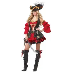 California Costumes Edles Piratin Damen-Kostüm - Piraten-Kostüme mit modischem Herzsausschnitt, Schnürung für die perfekte Taille und stilvollem Dreispitz-Hut – ideal für Mottopartys und Karneval!