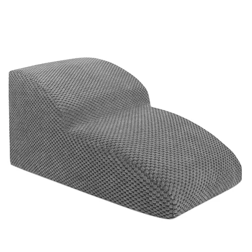 Domarex Haustiertreppe für kleine Hunde & Katzen 30x50x30 cm - 2 Stufen - Hunderampe für Sofa & Bett, Anti-Rutsch, Waschbarer Bezug, Stabil & Komfort - Dots Grau
