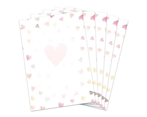 Briefbögen DIN A4, beidseitig per Hand beschriftbar und mit allen Druckern und Kopierern bedruckbar für Einladungen Briefpost Firmenpost Urkunden Zertifikate, Herzen in Rosa- und Beigetönen 25