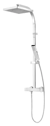 Schulte Duschmaster Rain II mit Thermostat - Brausegarnituren mit eckiger Kopfbrause (Ø 250 mm) und Sicherheitsthermostat für maximalen Komfort. Inklusive 'Einfach-Clean-Technologie' für mühelose Reinigung und langlebige Qualität.