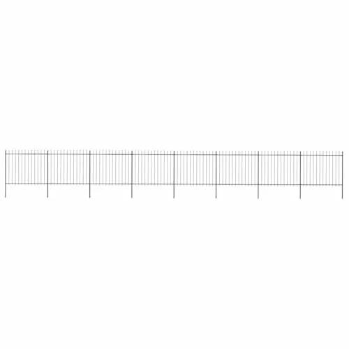 vidaXL Gartenzaun mit Speerspitzen 13,6 x 1,5 m Schwarz - Metallzaun mit dekorativen Speerspitzen für hohe Sicherheit, aus robustem pulverbeschichtetem Stahl, ideal für Garten und Grundstücke.